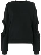 Francesco Scognamiglio Frill Trim Cut Out Sweater - Black