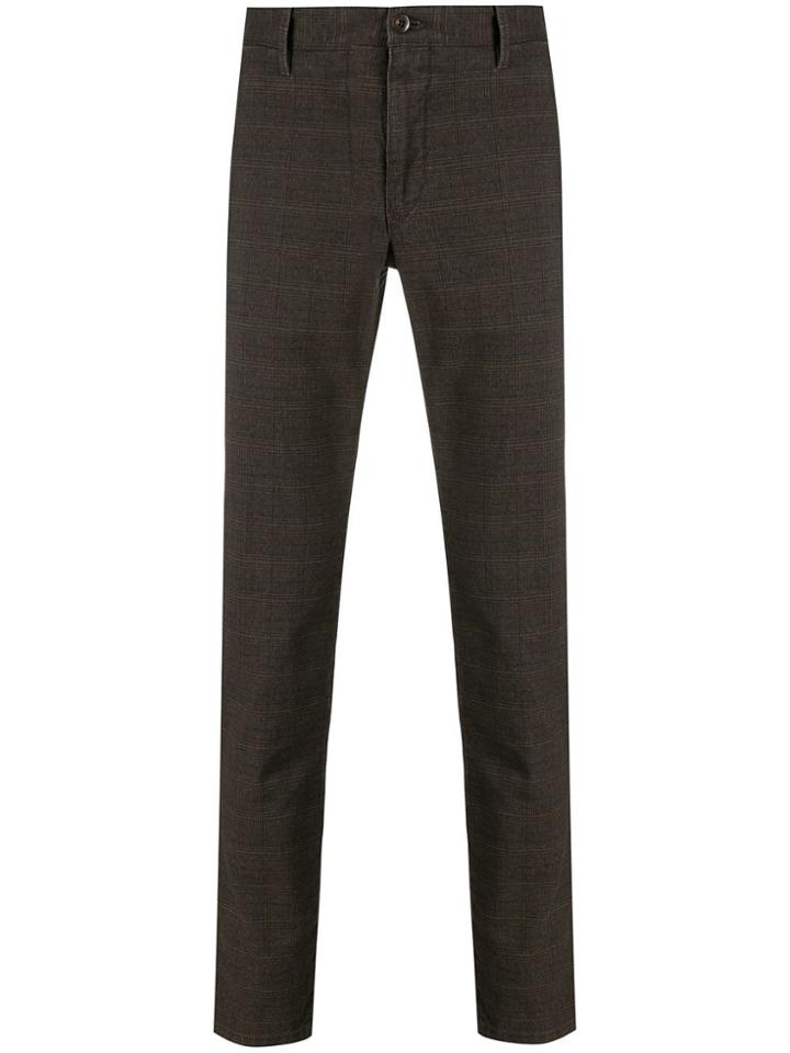 Incotex Checked Straight Leg Trousers - Brown