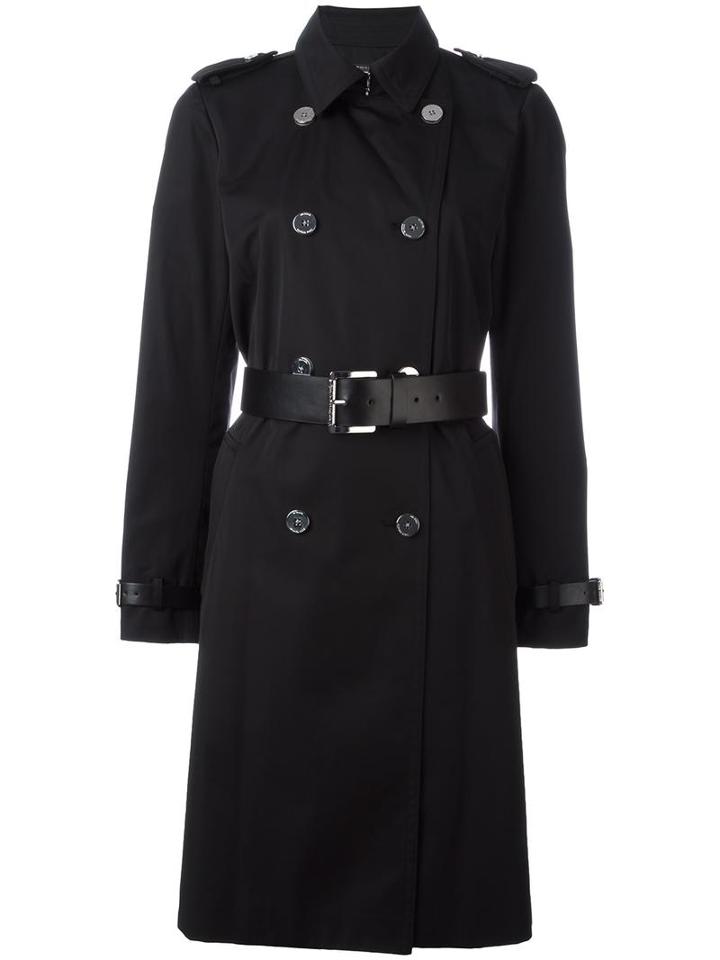 Michael Michael Kors 'beverly' Trench Coat, Women's, Size: Medium, Black, Cotton/polyester/spandex/elastane