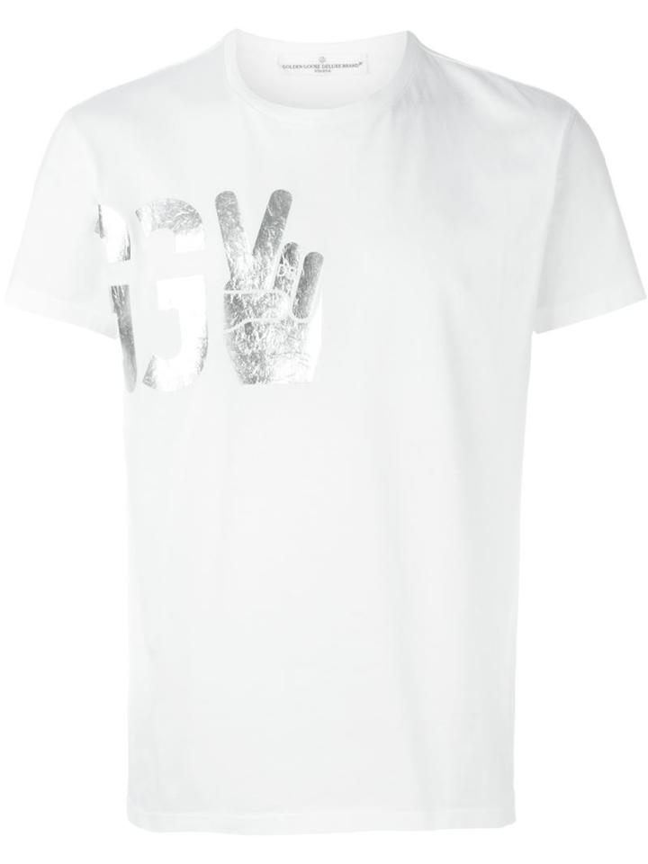 Golden Goose Deluxe Brand Foil Print T-shirt, Men's, Size: Xs, White, Cotton