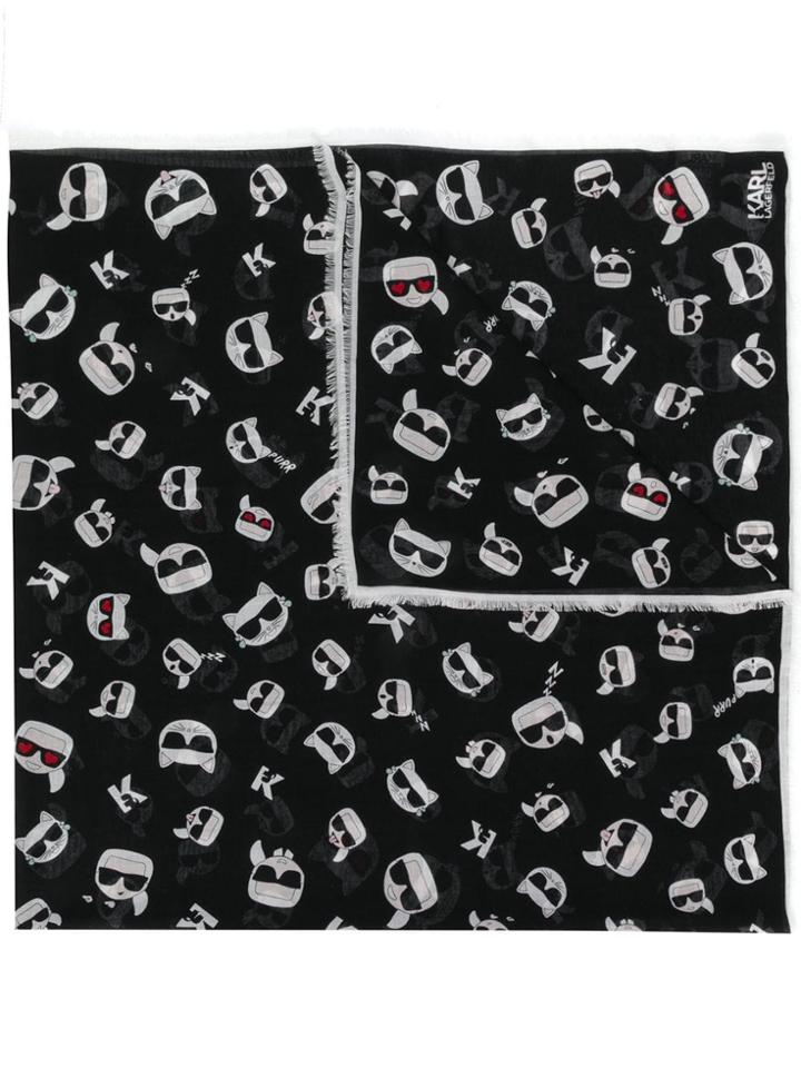 Karl Lagerfeld All Over Logo Scarff - Black