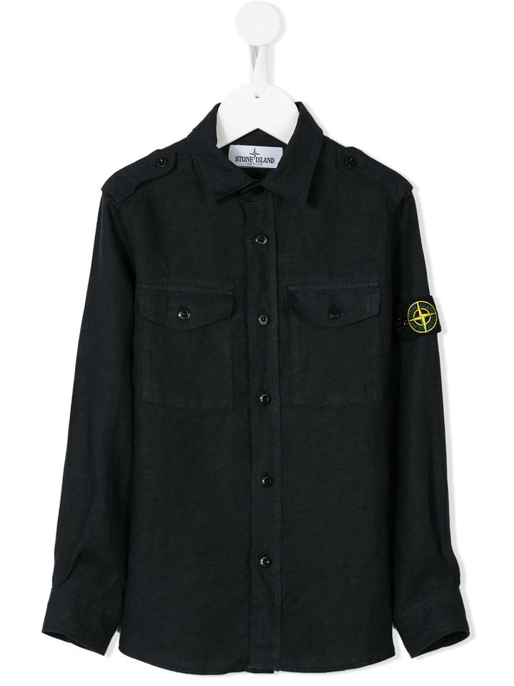 Stone Island Kids Chest Pockets Shirt, Boy's, Size: 12 Yrs, Blue