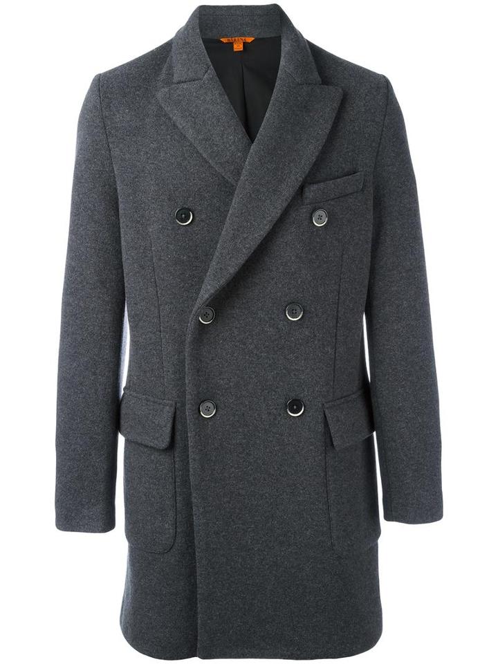 Barena Double Breasted Coat, Men's, Size: 48, Grey, Wool/polyamide/cotton