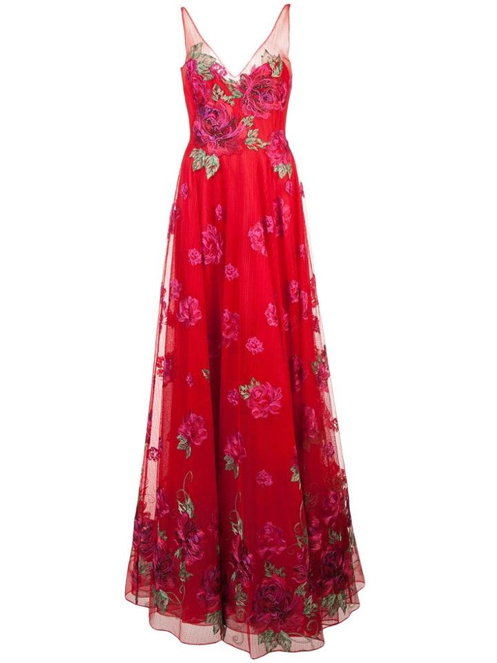 Marchesa Notte Long Flared Dress