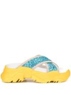 Nº21 Contrast Open-toe Slides - Yellow