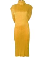 Issey Miyake Vintage Pleated Dress, Women's, Size: S, Yellow/orange