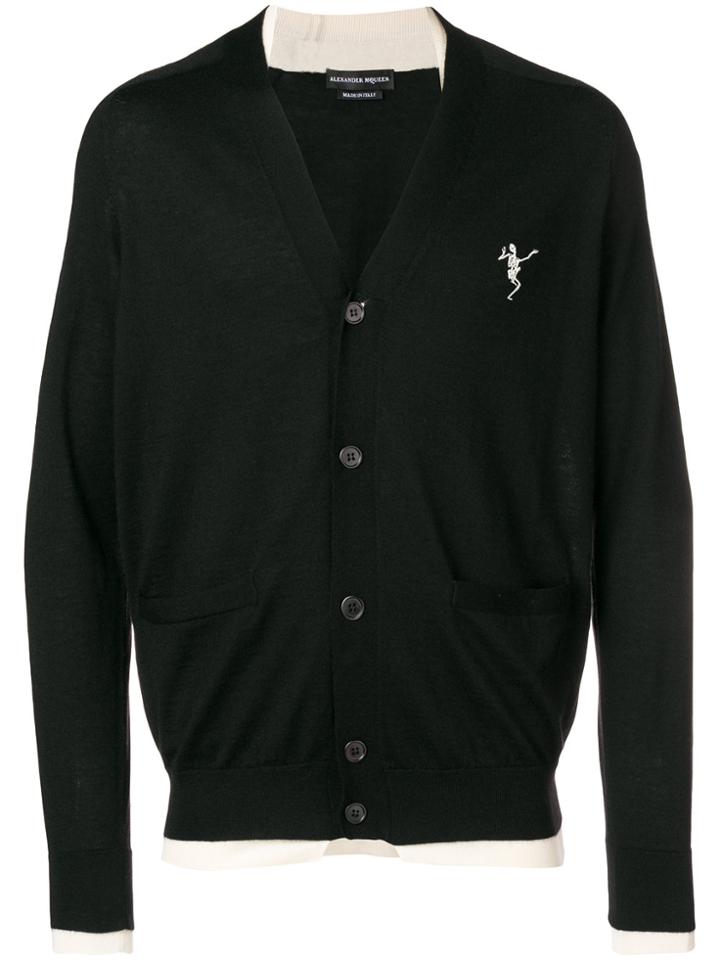 Alexander Mcqueen Dancing Skeleton Cardigan - Black