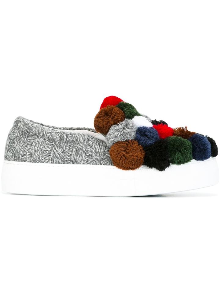 Joshua Sanders Pom Pom Slip-on Sneakers - Grey