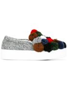 Joshua Sanders Pom Pom Slip-on Sneakers - Grey