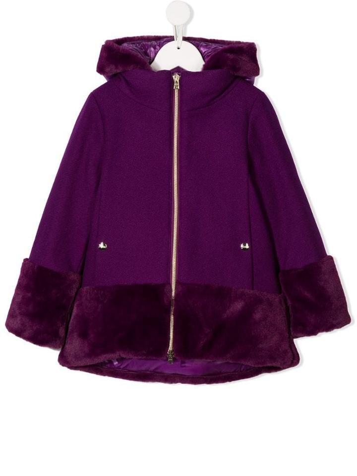 Herno Kids Textured Detail Coat - Purple