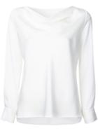 Cowl Neck Satin Blouse - Women - Polyester/triacetate - 36, White, Polyester/triacetate, Estnation