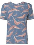 Valentino T-shirt In Georgette With Birds Print