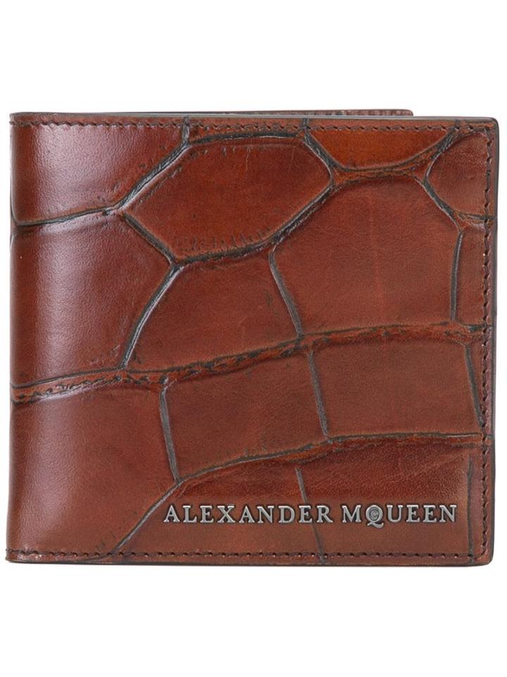 Alexander Mcqueen Crocodile Embossed Wallet