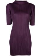Pleats Please Issey Miyake Pleated Roll Neck Dress - Purple