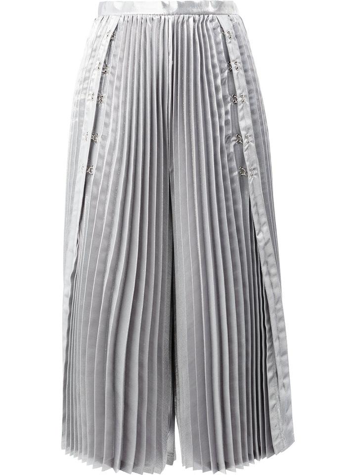 Comme Des Garçons Noir Kei Ninomiya - Cropped Pleated Trousers - Women - Polyester/cupro - S, Grey, Polyester/cupro