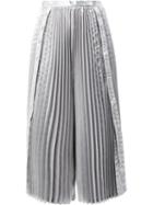 Comme Des Garçons Noir Kei Ninomiya - Cropped Pleated Trousers - Women - Polyester/cupro - S, Grey, Polyester/cupro