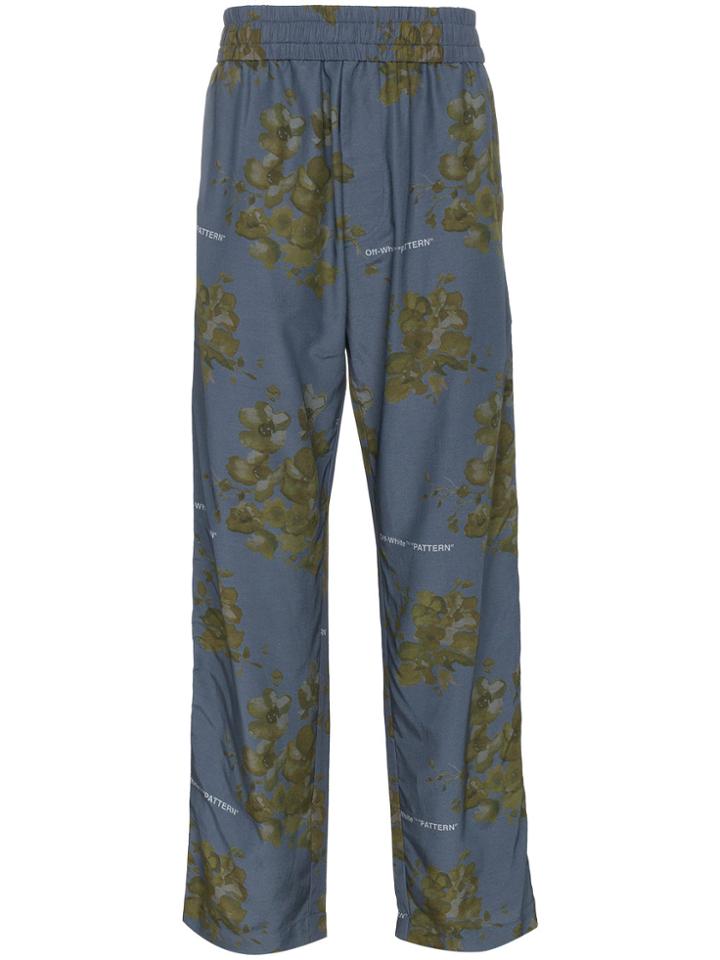 Off-white X Browns Blue Floral Print Cotton Blend Trousers