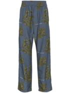 Off-white X Browns Blue Floral Print Cotton Blend Trousers