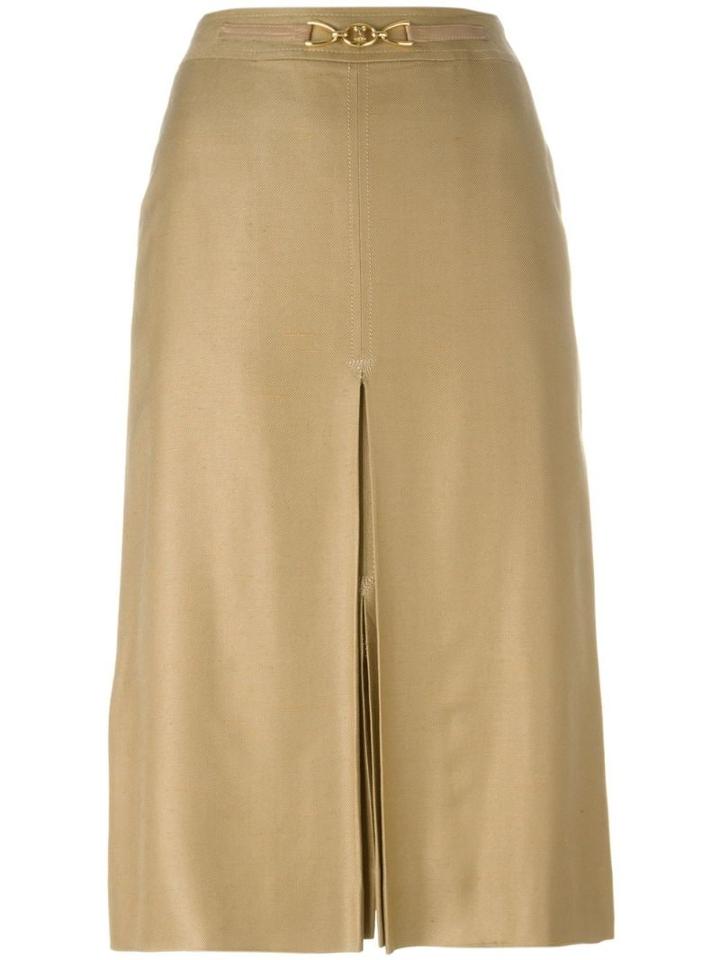 Céline Pre-owned Front Slit Belted Skirt - Neutrals