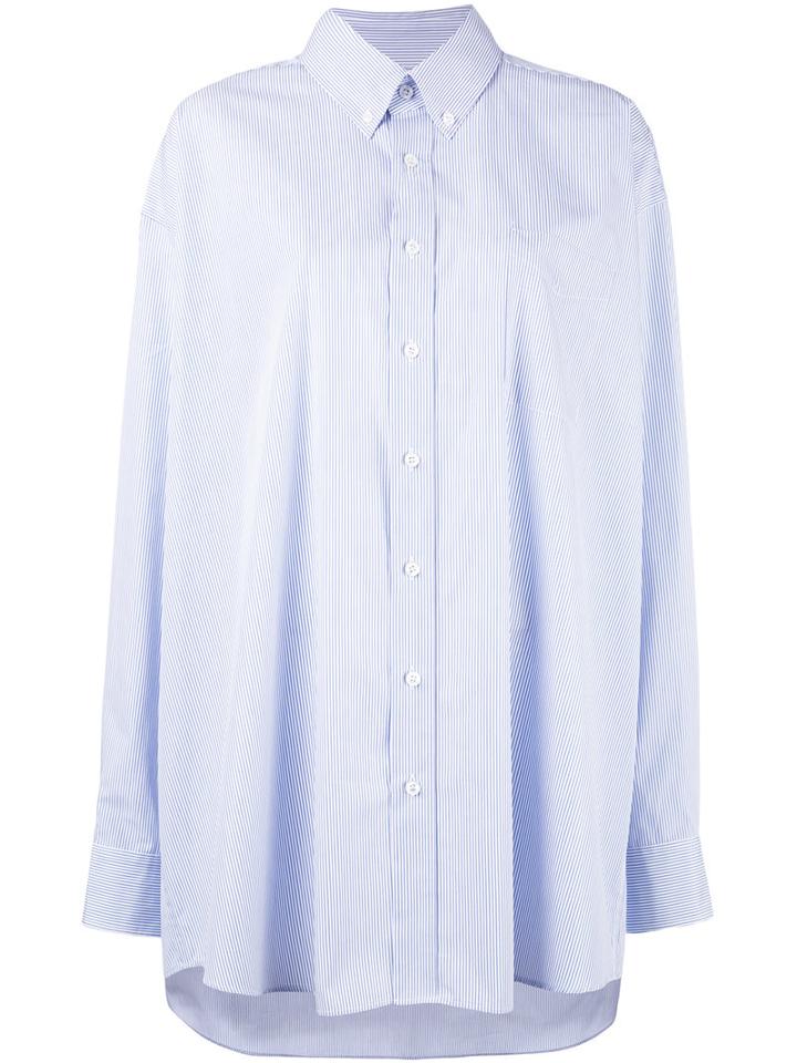 Maison Margiela Oversized Stripe Shirt, Women's, Size: 40, Blue, Cotton