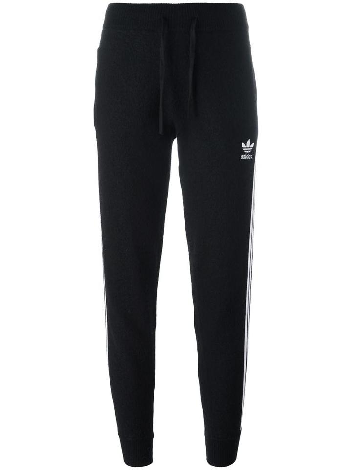 Adidas Textured Tapered Track Pants, Women's, Size: 40, Black, Wool