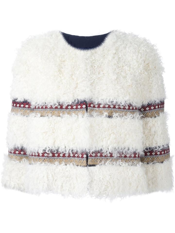 Red Valentino Striped Cropped Jacket - White