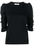 See By Chloé Gathered Sleeve Top - Black