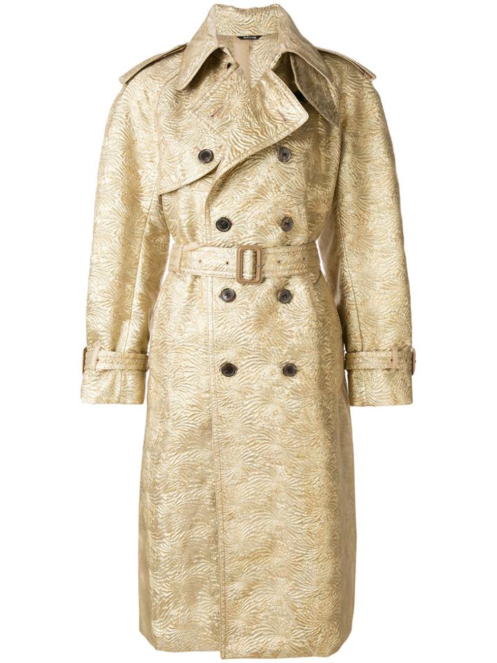 Maison Margiela Buttoned Embossed Design Coat - Yellow & Orange
