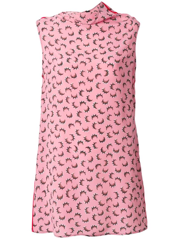 Marni Asymmetric Cowl Neck Top - Pink & Purple