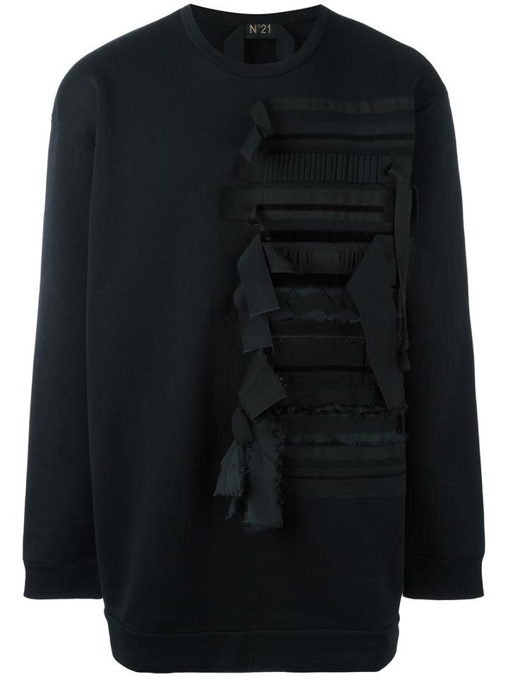 No21 Oversized Contrast Panel Sweatshirt, Men's, Size: Medium, Black, Cotton