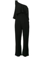 Elie Saab One Shoulder Frill Jumpsuit - Black