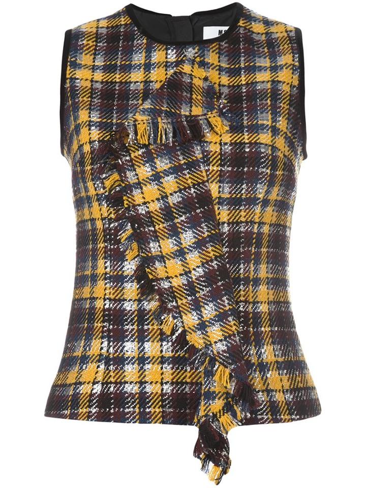Msgm Tartan Plaid Top, Women's, Size: 42, Yellow/orange, Polyamide/polyester/wool