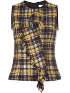 Msgm Tartan Plaid Top, Women's, Size: 42, Yellow/orange, Polyamide/polyester/wool