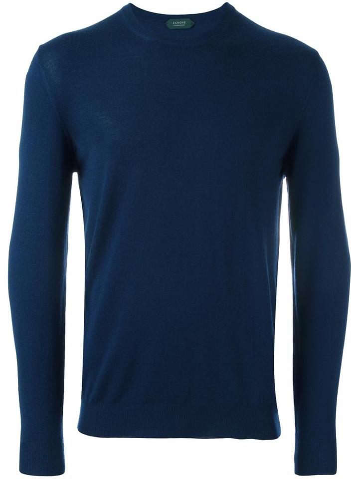 Zanone Crew Neck Jumper, Men's, Size: 56, Blue, Polyamide/virgin Wool