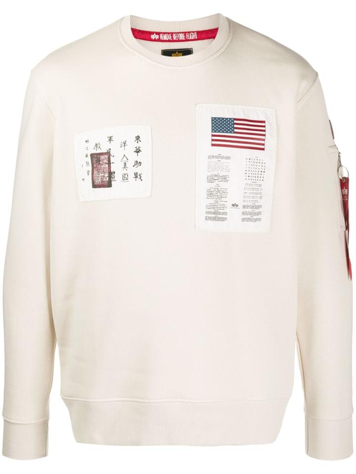 Alpha Industries Usa Flag Sweatshirt - Neutrals
