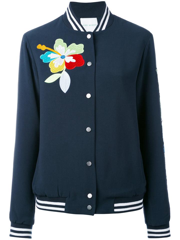Mira Mikati - Sequin Patch Bomber - Women - Polyester/acetate/viscose - 38, Blue, Polyester/acetate/viscose