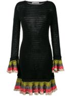 Marco De Vincenzo - Knitted Ruffle Cuff Dress - Women - Cotton/viscose - 44, Black, Cotton/viscose