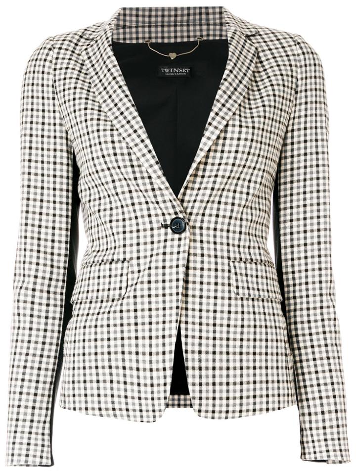 Twin-set Plaid Check Blazer - Black