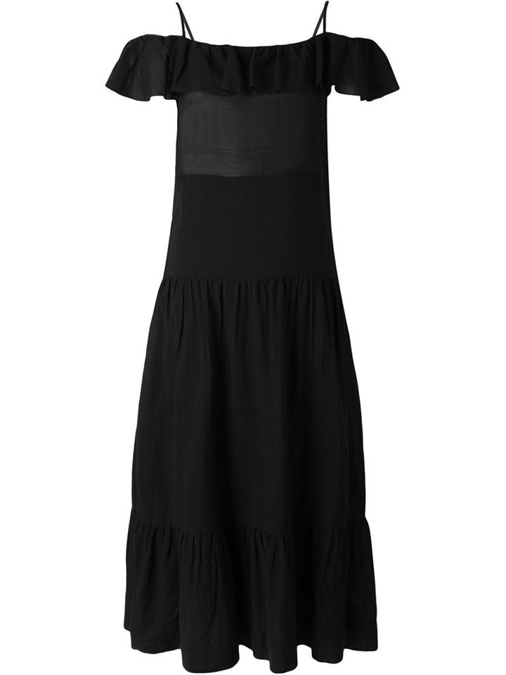 Iro Ruffled Off Shoulder Dress, Women's, Size: 36, Black, Viscose/cotton
