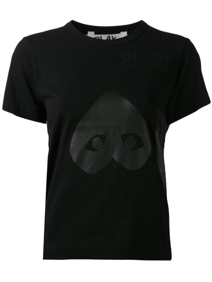 Comme Des Garçons Play Heart Print T-shirt, Women's, Size: Large, Black, Cotton