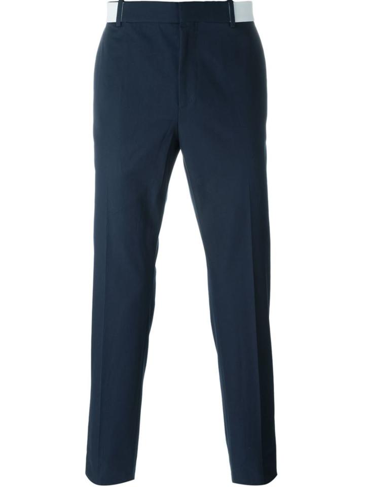 Alexander Mcqueen Straight Leg Chinos, Men's, Size: 50, Blue, Cotton/viscose/acetate