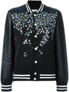Night Market Sequin Effect Bomber Jacket, Women's, Size: Small, Black, Polyester/cotton/leather/pvc