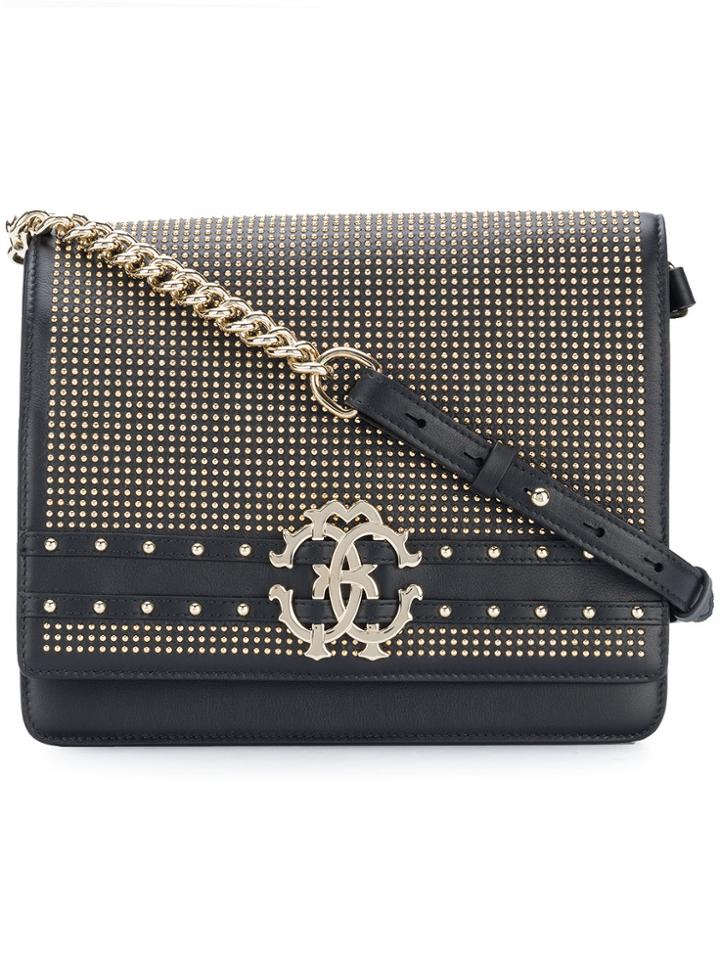 Roberto Cavalli Studded Logo Shoulder Bag - Black
