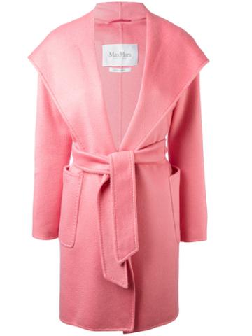 Max Mara Belted Hood Coat, Women's, Size: 44, Pink/purple, Cashmere/wool