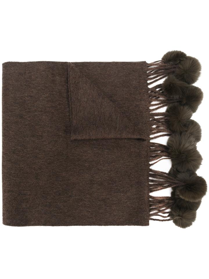 N.peal Woven Bobble Scarf - Brown
