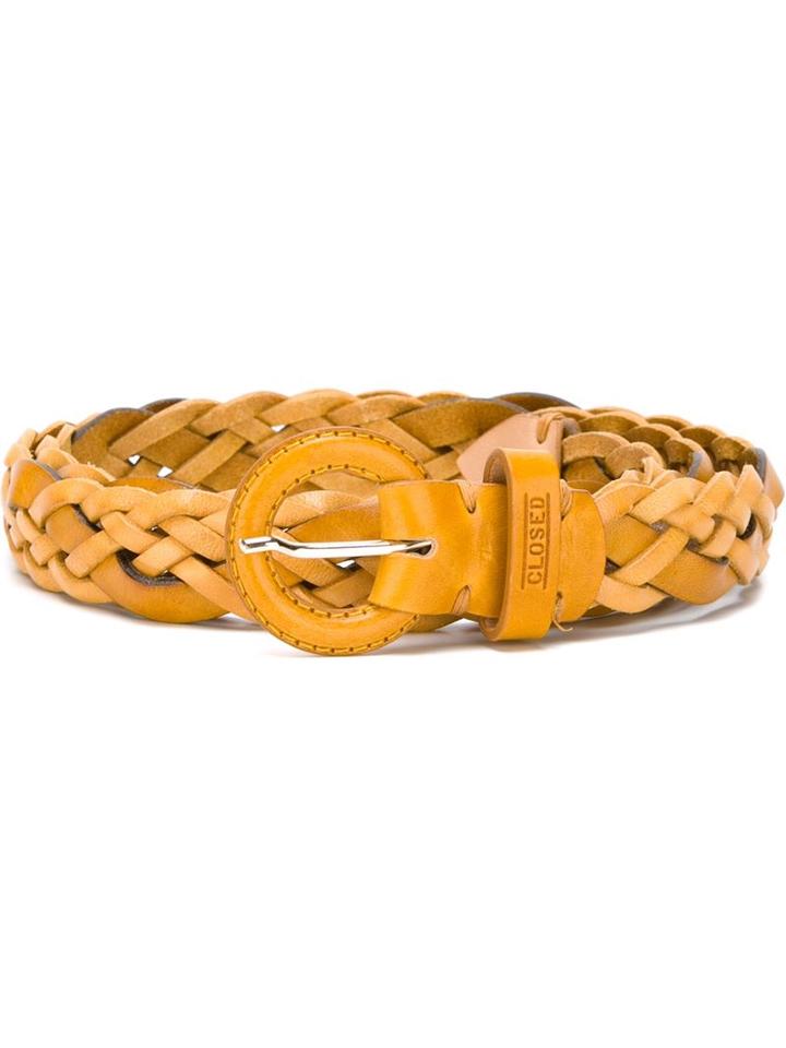 Closed Woven Belt, Women's, Size: 85, Yellow/orange, Leather