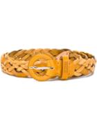 Closed Woven Belt, Women's, Size: 85, Yellow/orange, Leather
