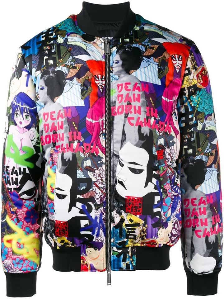 Dsquared2 Manga Padded Bomber Jacket, Men's, Size: 50, Polyamide/polyester/duck Feathers