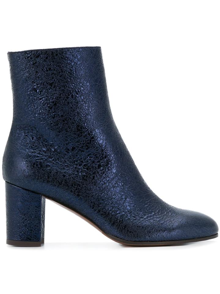 L'autre Chose Block Heel Ankle Boots - Blue