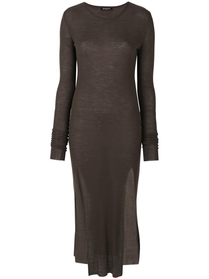 Balmain Knitted Midi Dress - Brown